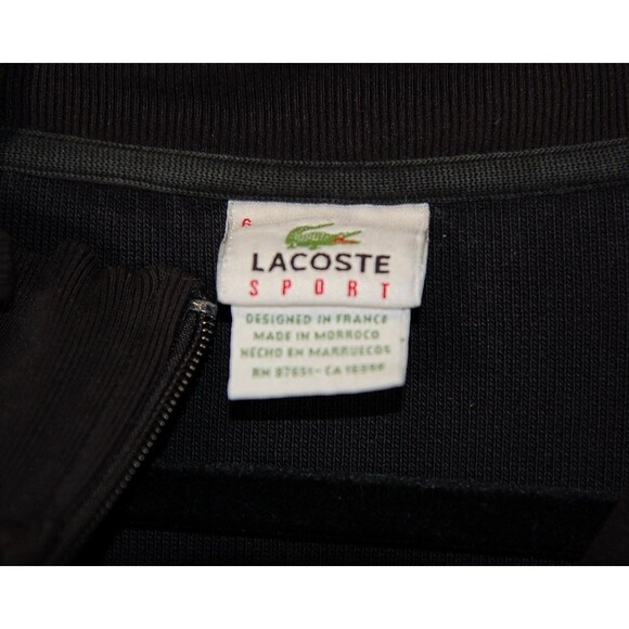 Lacoste Sport Track Jacket Full Zip 3 Stripe Black Athletic Preppy Mens 6 - Picture 3 of 5